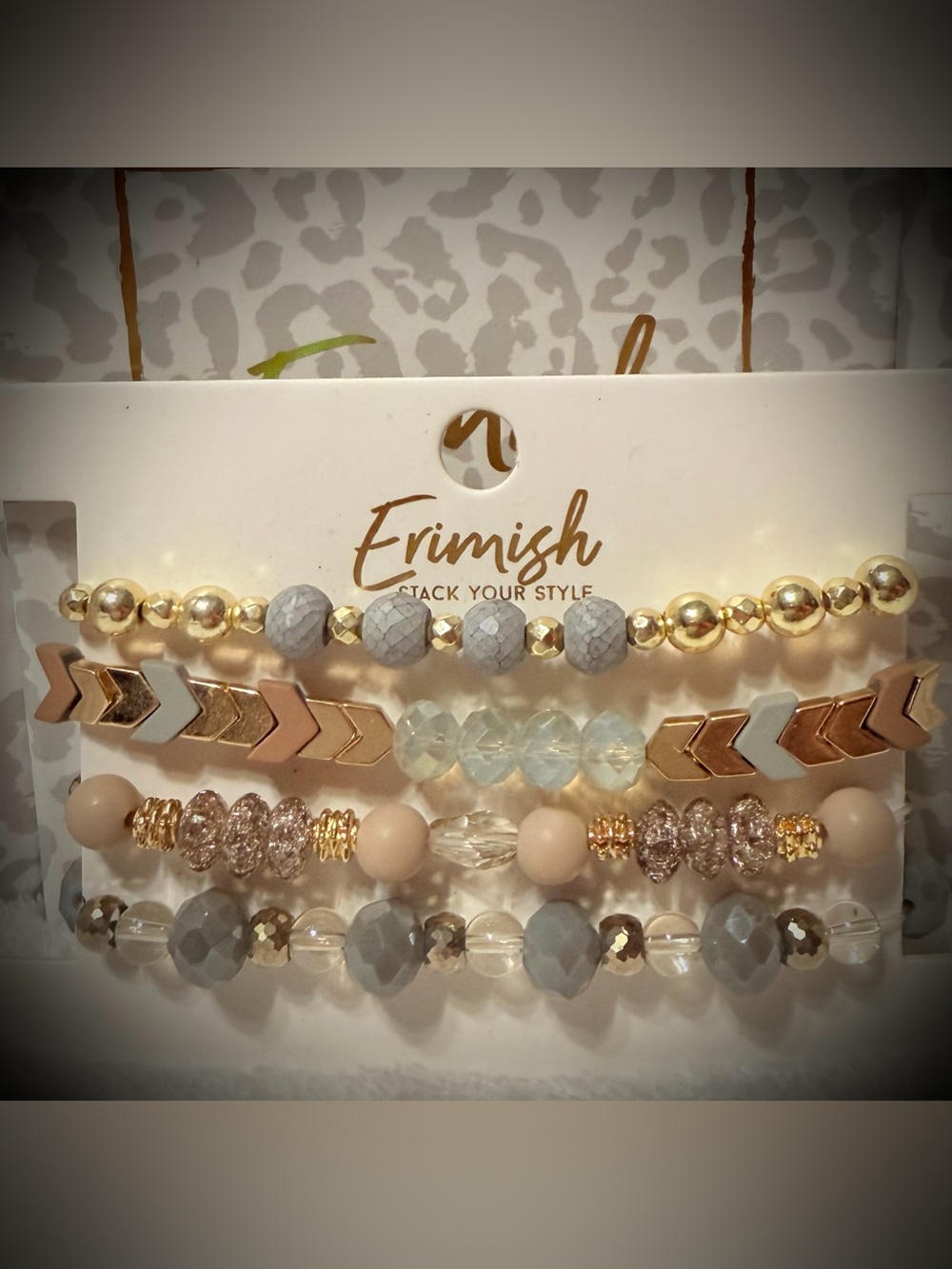 New ERIMISH Bracelets - 4 pc Stack - Gray & Tan